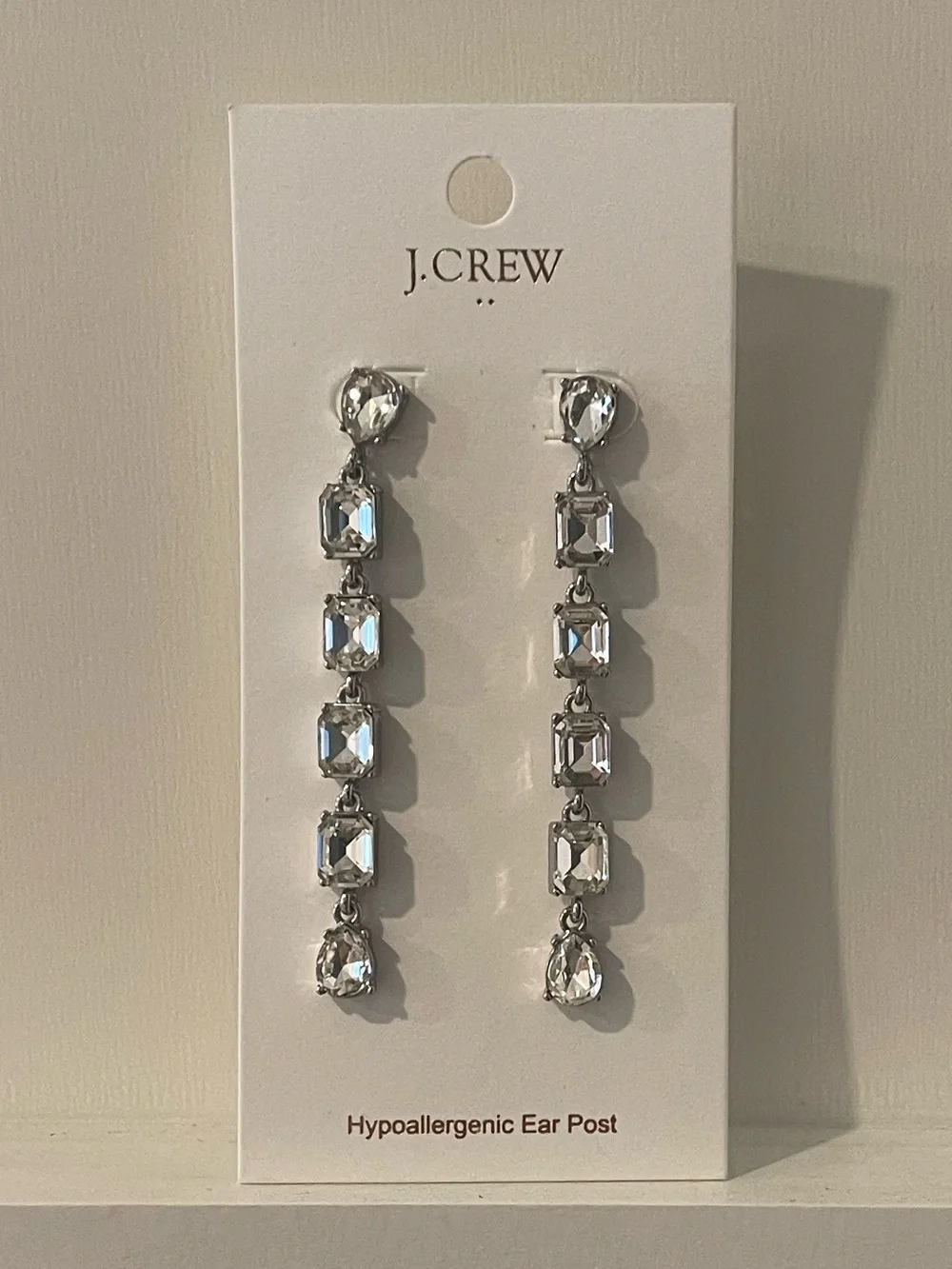 New J. Crew Crystal Drop Earrings